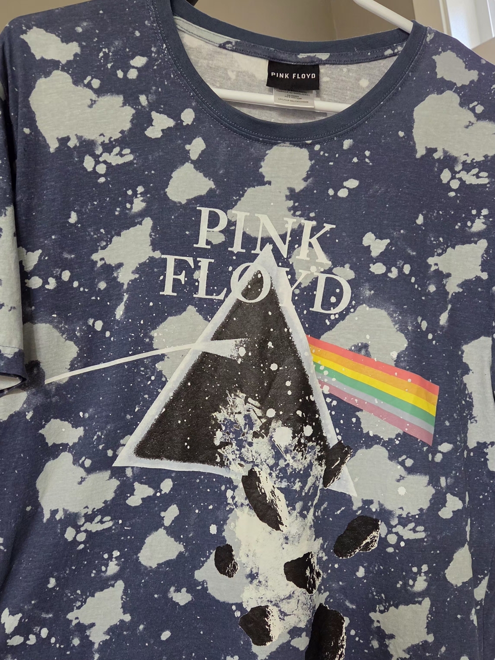 Like New Pink Floyd Navy Bleach-Effect Prism Graphic Unisex Tee